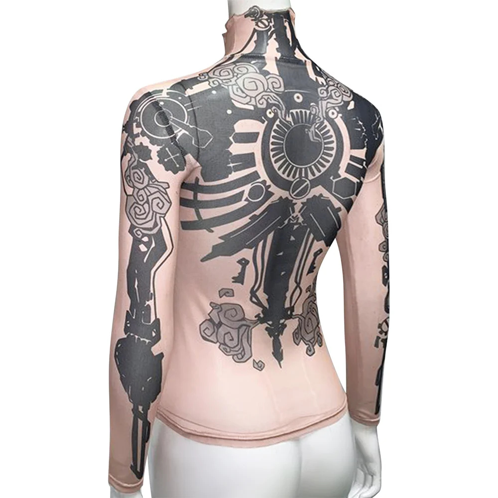 Vi Arcane Cosplay Women Tight Tattoo Shirt Costume Tops Game LOL Disguise Jinx Fantasia Roleplay Outfits Halloween Carnival Suit - view 6