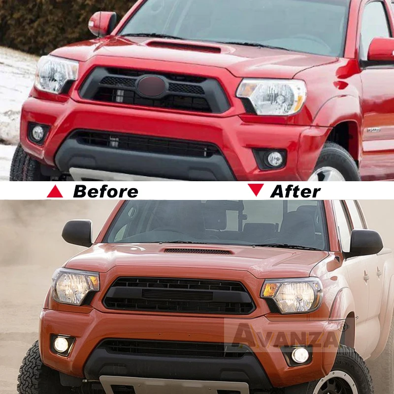 Front Grill With Led Lights Bumper Grille Auto Parts Accessories Decoration Fits For 2012-2015 Toyota Tacoma