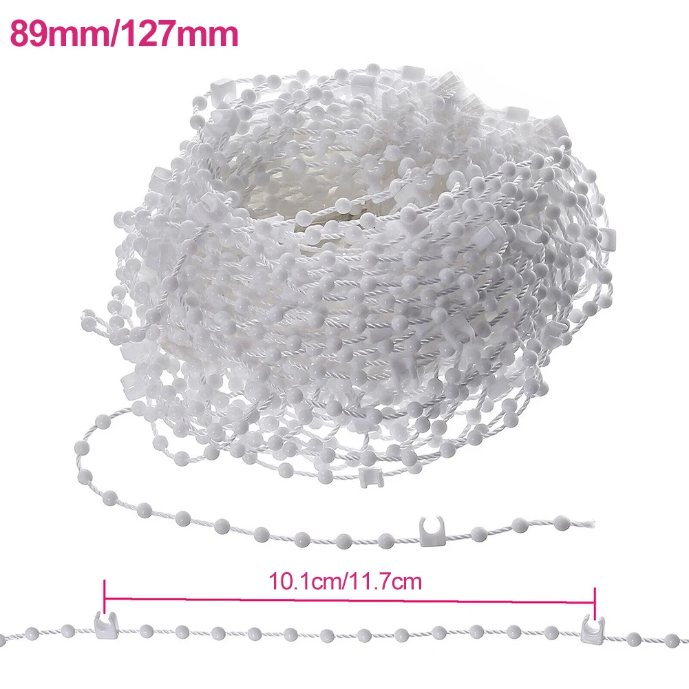 89mm/127mm 20 mètres aveugle inférieur lattes lien chaîne rideau perlé cordon pièces blanc pour chambre fenêtre stores pièces d'outils