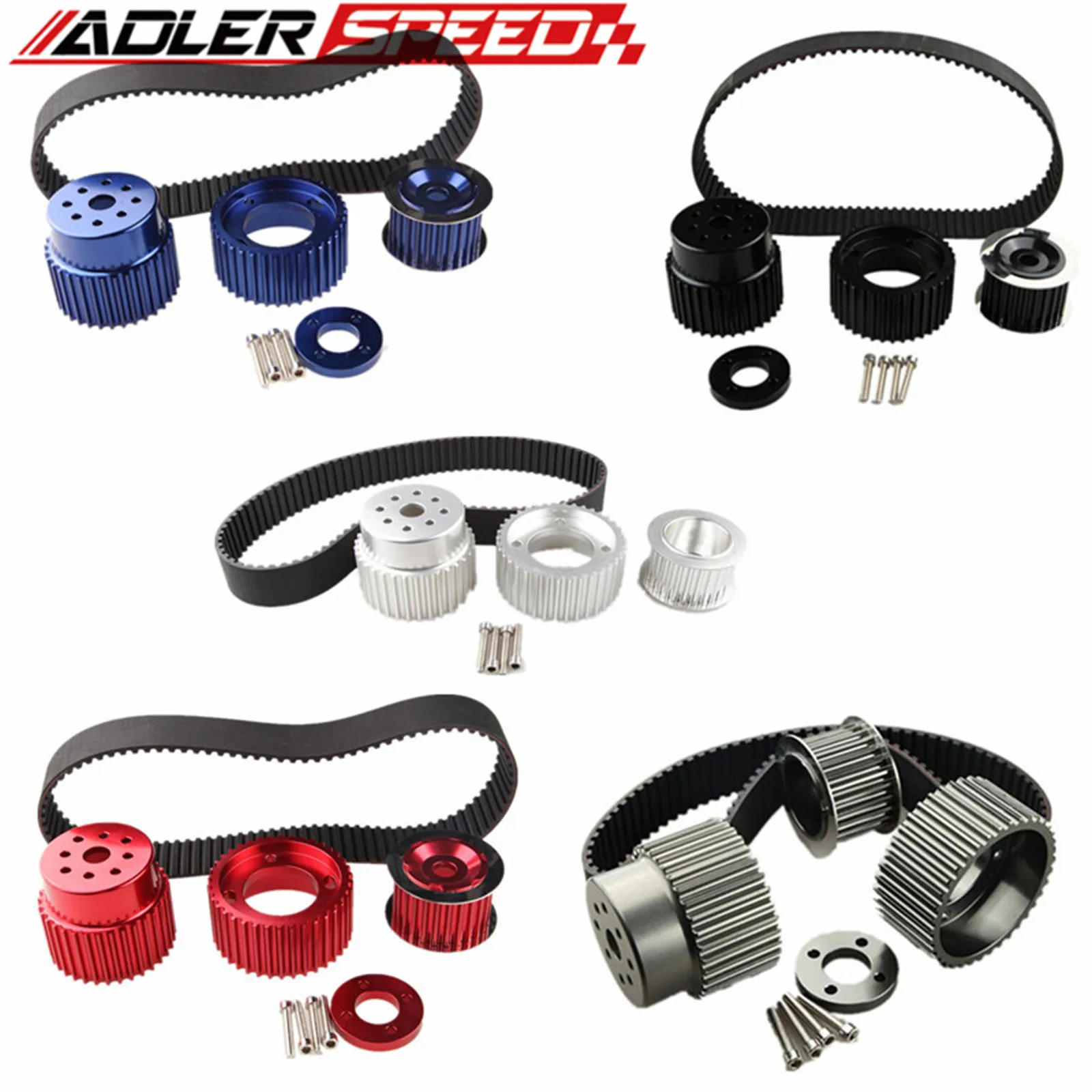 

ADLERSPEED 1.5" Belt Gilmer Drive Pulley Kit For 12A 13B 20B 15mm RX7 FD FC RX3 Red/Blue/Black/Silver