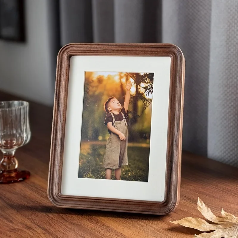 Vintage Solid Wood Photo Frame Rounded Corner Tabletop Display Picture Frame  5/6/7/8/10 Inch Home Decor Photo Holder