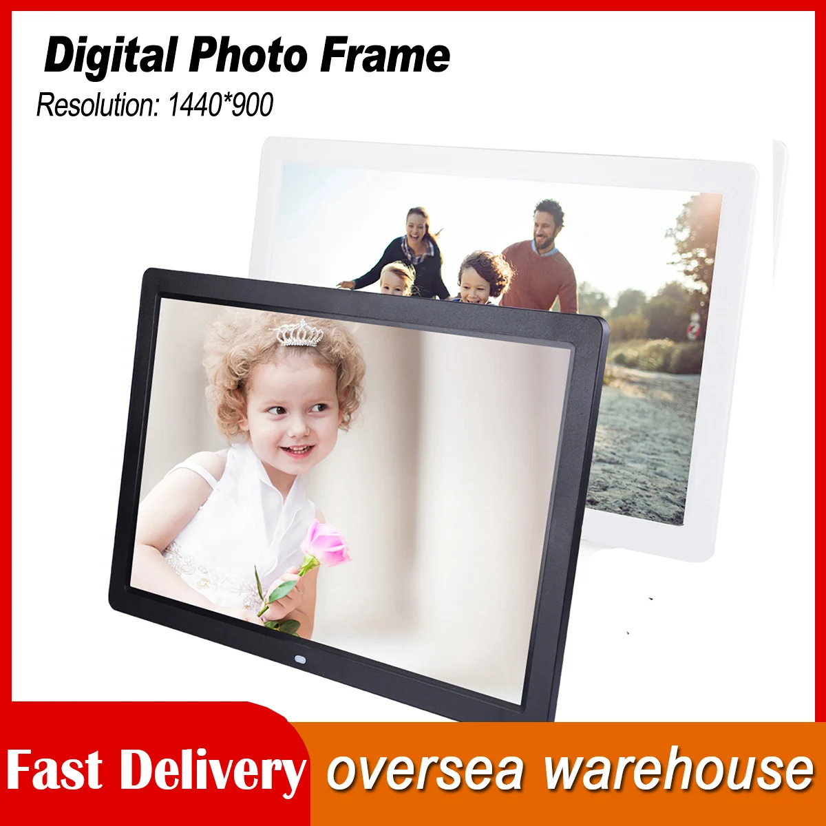 17 Zoll 1440*900HD Digital Foto Bilderrahmen Wecker Player Album Fernbedienung Weiß 17 Zoll