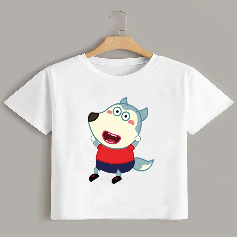 Hot Sale Cute Wolfoo Dog Lucy Print Cartoon Kids T shirt Girls Summer Tops Baby Boys Clothes Funny Children Short Sleeve T-shirt