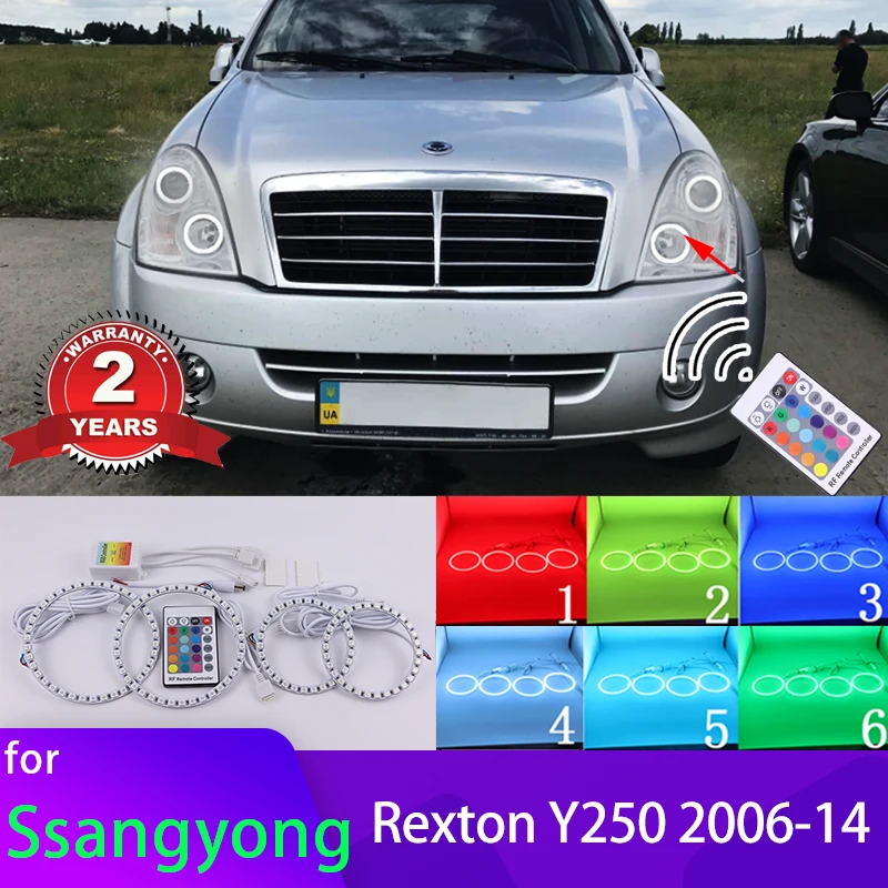 

RGB multi-color RF Remote Control Halo Rings DRL LED Angel Eyes Kit for Ssangyong Rexton Y250 2006-2014 Cars Headlight Retrofit