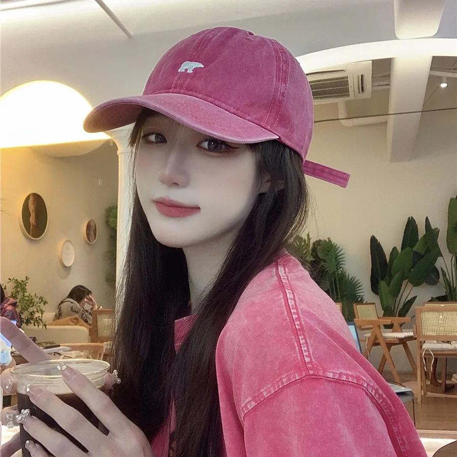 

Женская хлопковая бейсболка с вышивкой на весну и осень, повседневная летняя защита от солнца, утягивающая шляпа в виде утконоса, универсальное покрытие для лица
