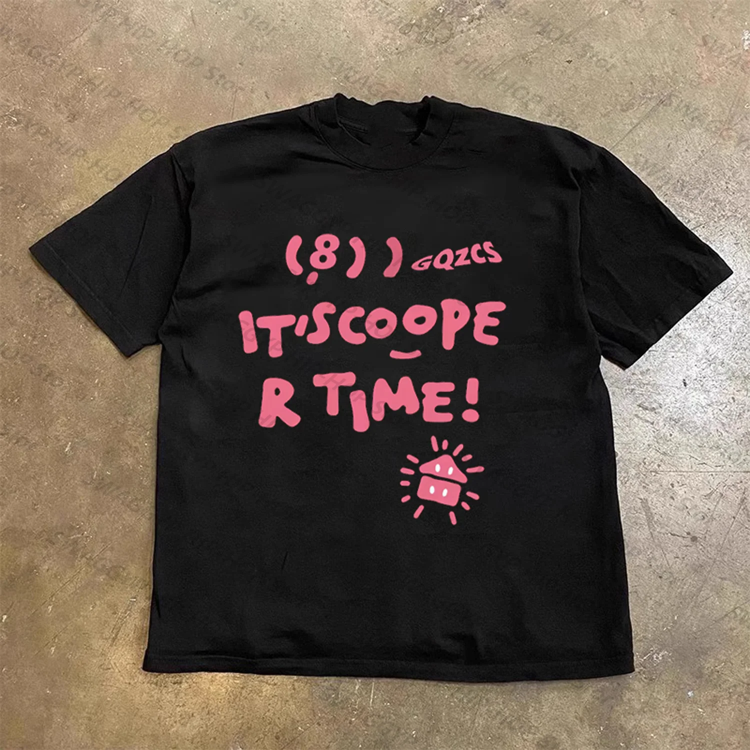 

[XNF Official Store]260 Grams Of Heavy Cotton! Pink IT IS COOPE R TIME Print T-shirt Men's Women's Cute Short-Sleeved Tees Tops