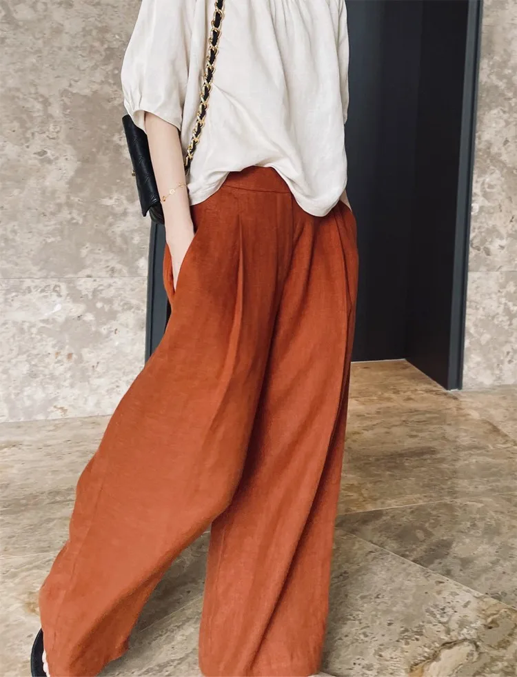 

Женские широкие брюки 2025: Новинка лета, повседневные, свободные, однотонные, с высокой талией, прямые, универсальные, базовые, для повседневной носки, в академическом стиле