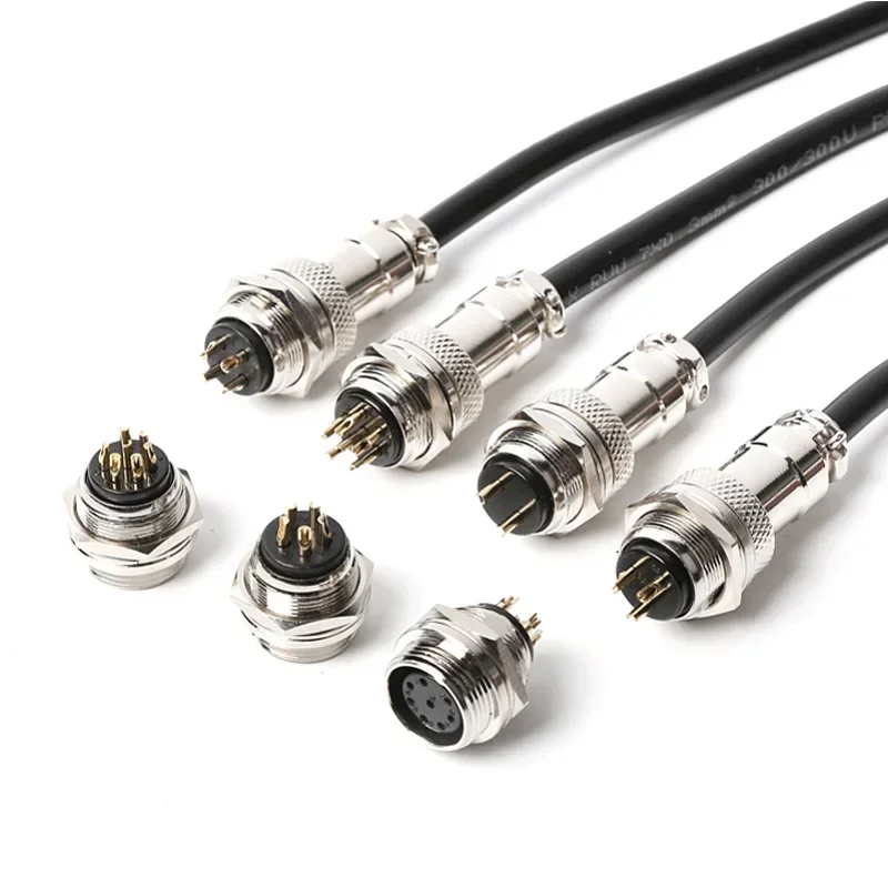 GX16 Reverse-mounting Aviation Plug Socket 2 3 4 5 6 7 8pin DF16 Soldering Connector M16F Signal Socket 300/500V Male Female Set