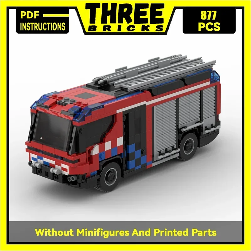 

City Car Model Moc Building Bricks Amsterdam Hybrid Fire Truck Engine Technology Blocks Gifts Christmas Toys DIY Sets Assembly