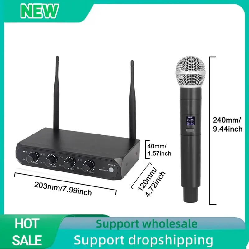 Professional Wireless Microphone System Fixed Frequency Handheld Device Plastic For Stage, Home Parties, Churches