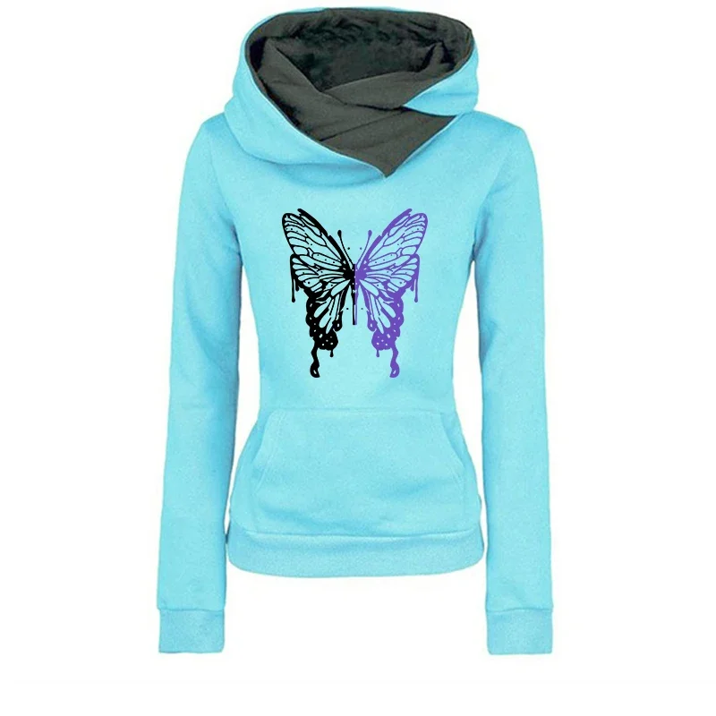 

Повседневная мода, осенне-зимняя спортивная женская толстовка, универсальные толстовки с принтом, пуловеры с двойным воротником, уличная одежда для бега на открытом воздухе