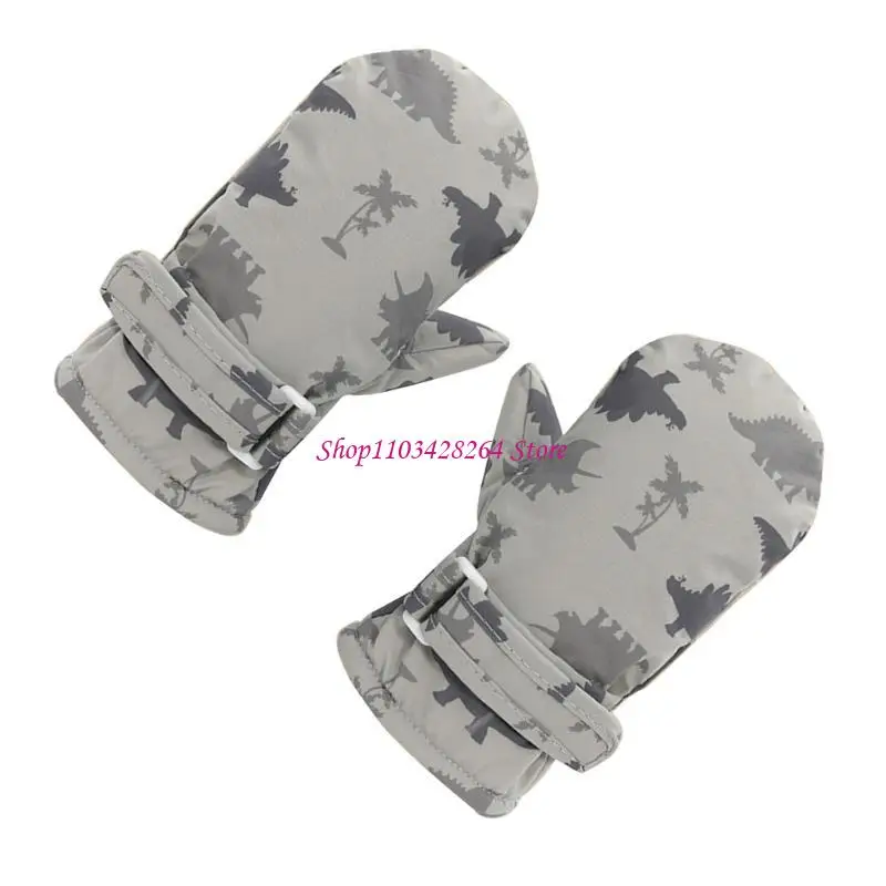 

Non slip and Windproof Kids Ski Gloves Dinosaur Print Mittens Quick Drying