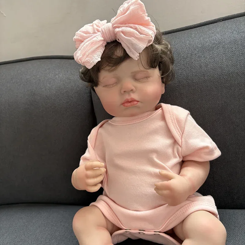 ตุ๊กตาเด็กผู้หญิงหลับตา รุ่น Loulou ขนาด 19 นิ้ว ทำจากไวนิลทั้งตัว เหมือนจริง