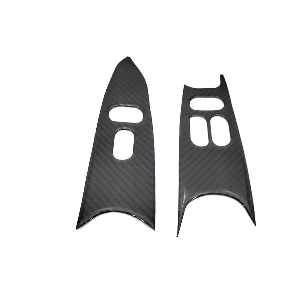 

2Pcs Black Carbon Fiber Window Lift Switch Panel Trim For Ford Mustang 1996-2003