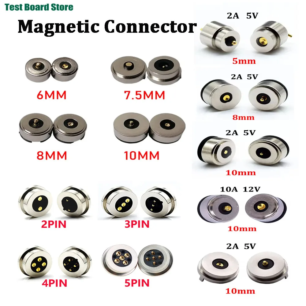 

1Pair Circualr Shape Magnetic Pogo Pin Connector 2/3/4/5/6Pin Male Female Probe 5V 12V 2A 10A DC Power Charging Socket Connector