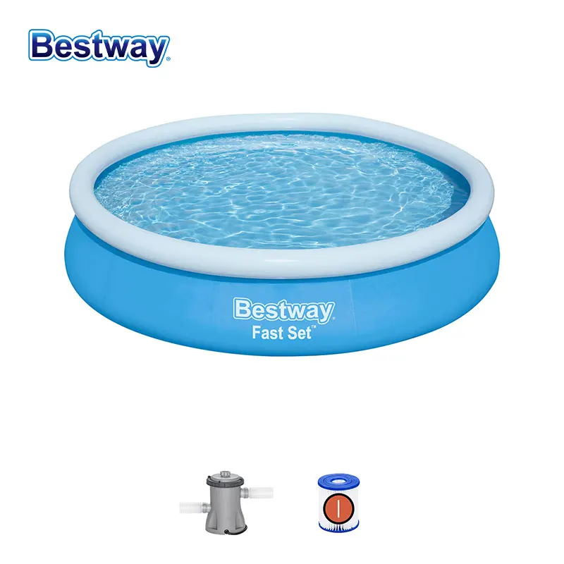 ชุดสระน้ำทรงสี่เหลี่ยมคางหมู Bestway 57274 Fast Set ขนาด 12' x 30 นิ้ว / 3.66 ม. x 76 ซม. + ปั๊มกรองมาตรฐานเยอรมัน รุ่น 58381GS(H1)