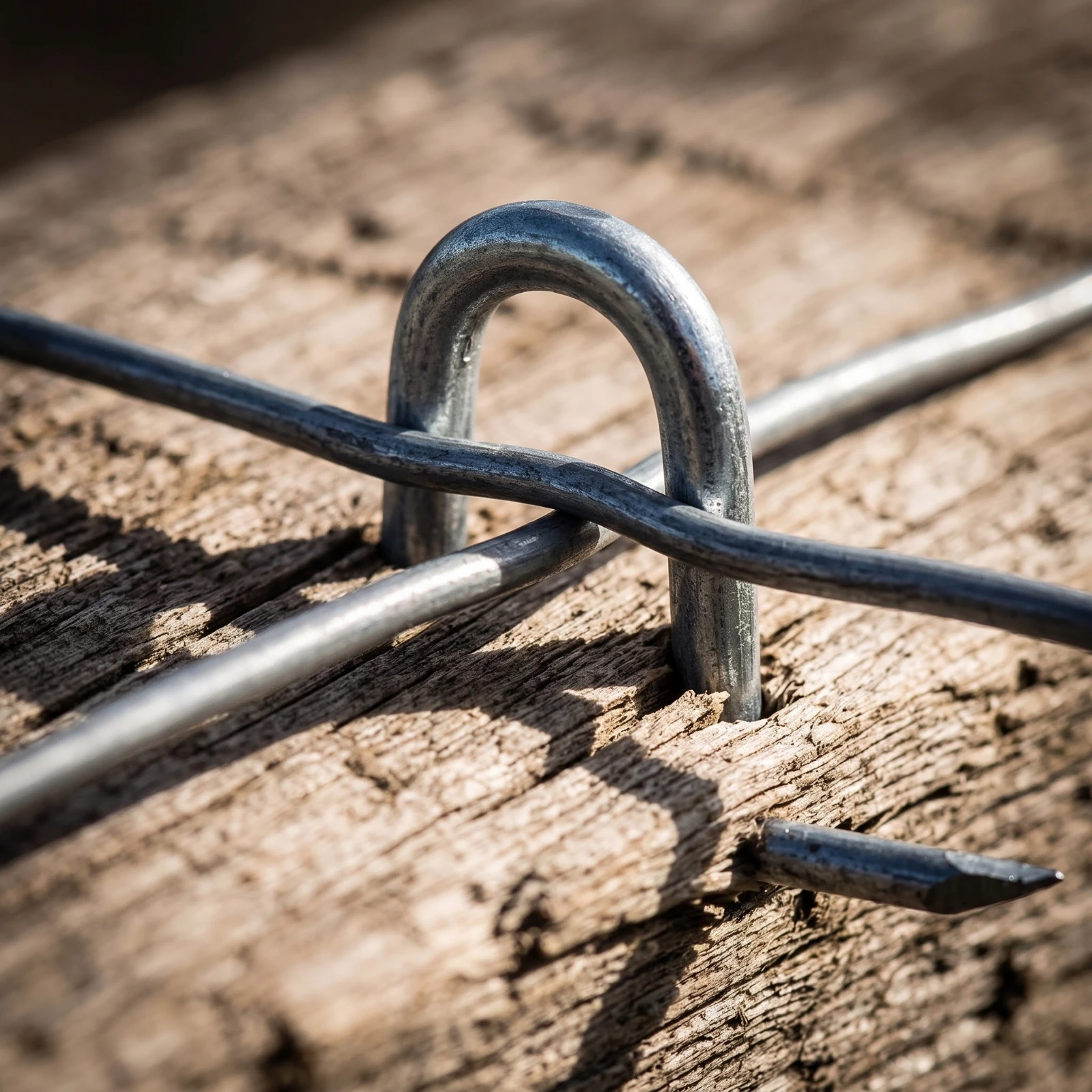 500 Pieces U-Shaped Fence Nails Double-Pointed Galvanized Fence Staples U-Shaped Nails Corrosion-Resistant Poultry Staples