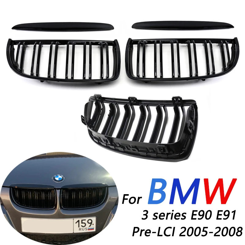 Car ABS Front Bumper Radiator Kidney Grilles Gril For BMW 3 Series E90 Saloon E91 Touring 4-Door 2005 2006 2007 2008 Car Styling