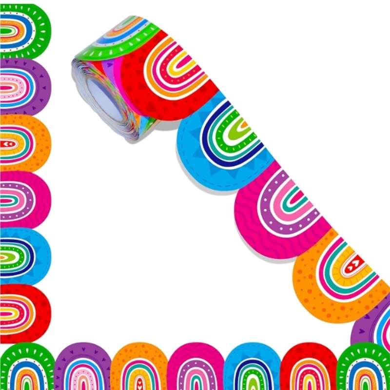  10m Bulletin Board Borders Colorful Decorative Sticker Flag Day Border Trim