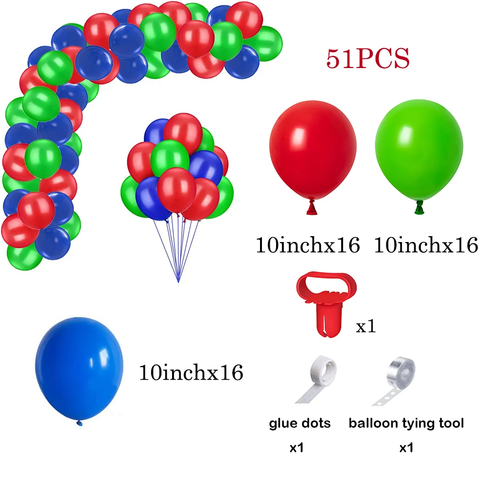 Blue Green Red Balloons Garland Arch Kit Latex Ballon Set Christmas Carnival Circus Themed Party Birthday Decorations Air Globos