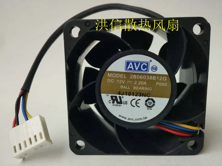 

AVC 2B06038B12G DC 12V 2.20A 60x60x38mm 4-Wire 60mm Cooling Fan