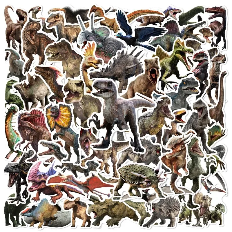 50PCS Jurassic Dinosaur Graffiti Motorbike Helmet Stickers Waterproof Rear Trunk Sticker Motorcycle Body Scratch Cover Decals