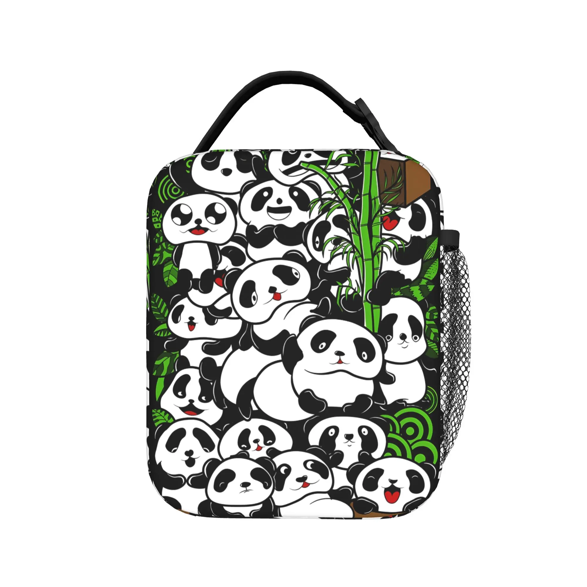 Panda And Bamboo Lunch Bag  Casual Lunch Box School Portable Thermal Lunch Bags For Child Oxford Print Cooler Bag