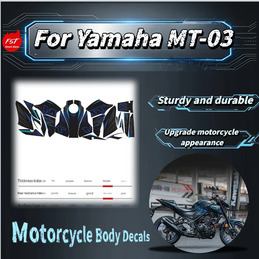 For Yamaha MT03 Full‑Vehicle Decorative Sticker Kit Anti‑Scratch Waterproof Body Surface Protective Decals Mod Accessories
