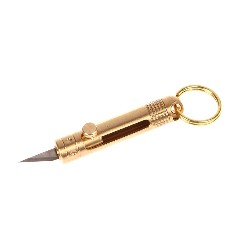 Brass Mini Portable Tool Knife Paper Cutter Cutting Paper Razor Blade Office Stationery Cutting Supplies