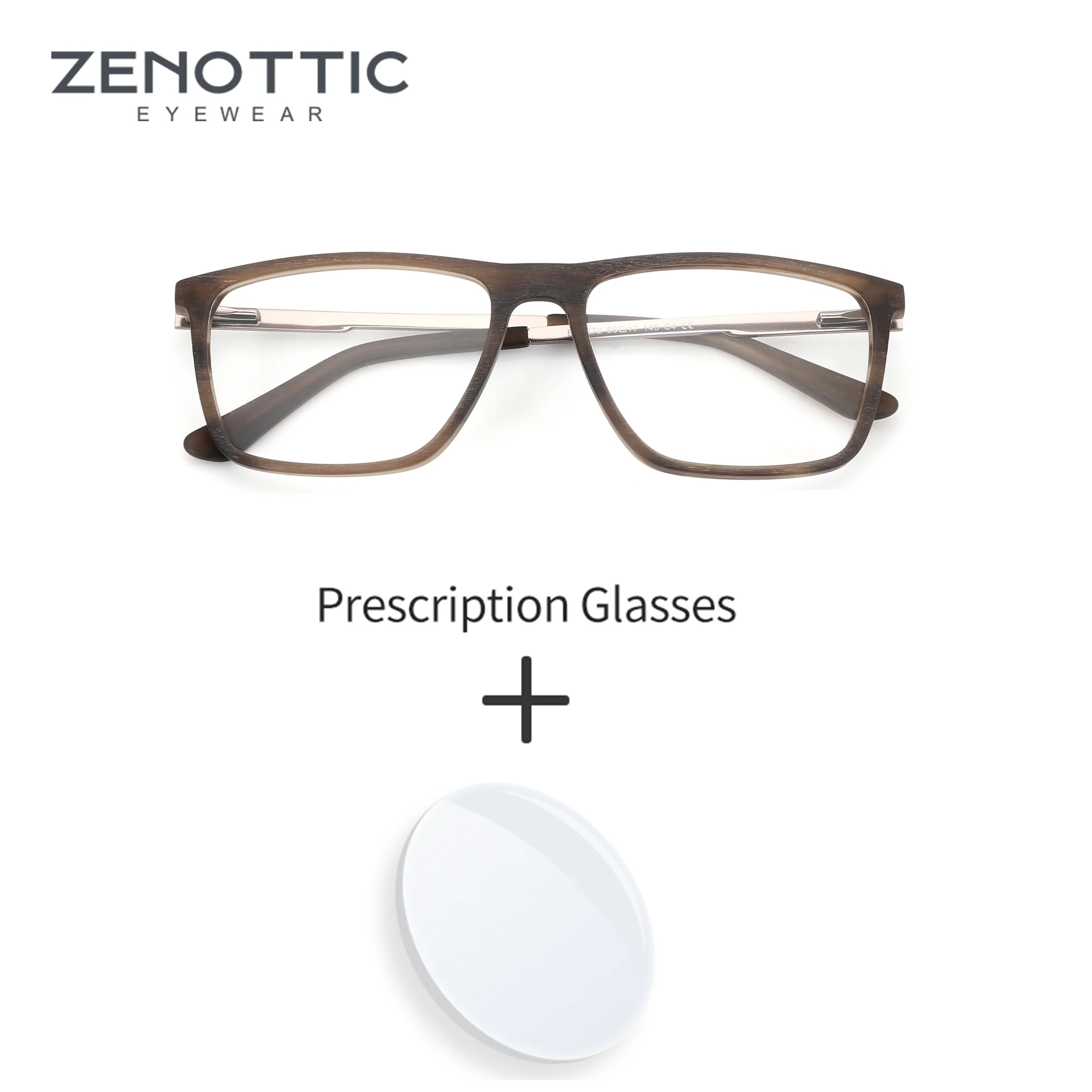 ZENOTTIC Prescription Glasses For Men Square Acetate Progressive Multifocal Photochromic Lenses Myopia Correction Optical