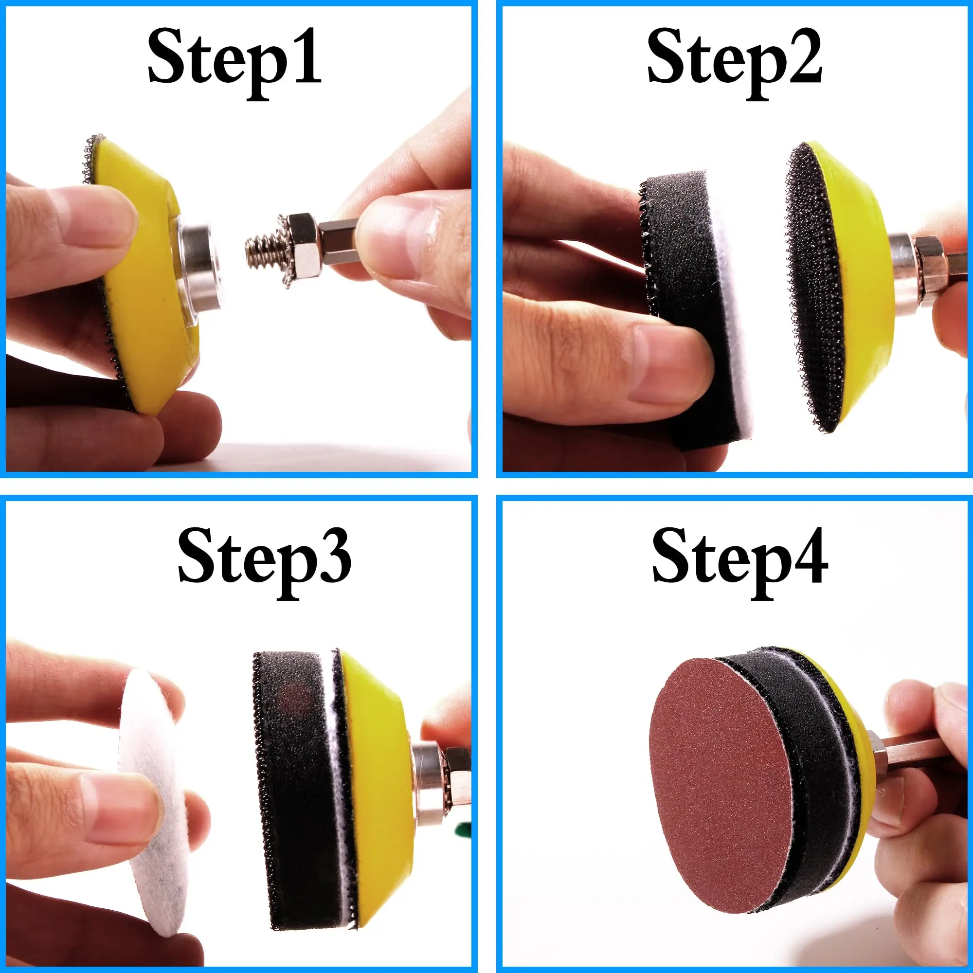 204 Pcs 2 Inch Sanding Disc Set Hook and Loop Drill Bit Sander Attachment Assorted for Die Grinder Rotary Tools for Polishing