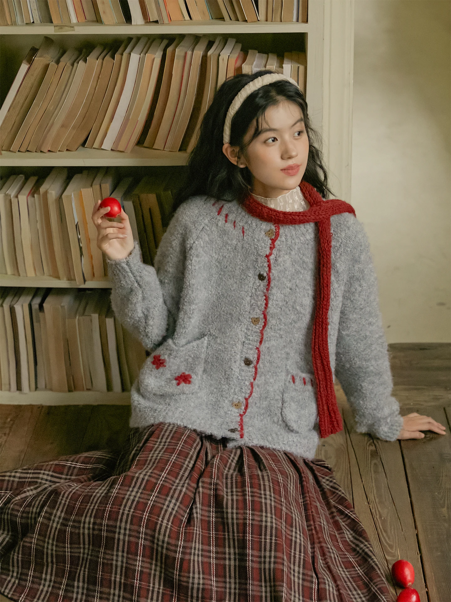 

Вязаный свитер-кардиган Nesoulum с контрастной вышивкой, женский, зимний, винтажный, свободный, в стиле оверсайз