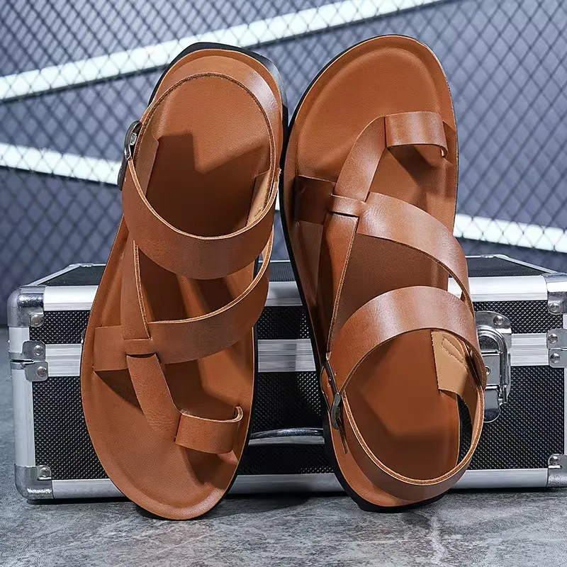 Designer Gladiator Platform 2026 Summer Sandals Shoes for Men Roman Mens Black Casual Beach Leather Brand Flip Flops Ankle Boots