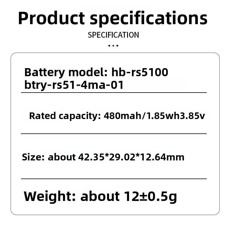 HB-RS5100 480mAh تبديل البطارية ل زيبرا حلقة الماسح الضوئي RS51 RS5100 RS61 الماسح الضوئي BT-000398 BTRY-RS51-7MA-01 BTRY-RS51-4MA-0