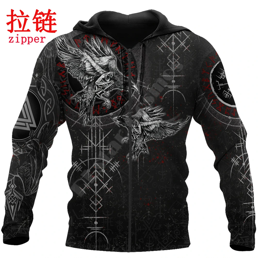 Sudadera con capucha Huginn y Muninn – Estampado 3D Valknut - imagen 3