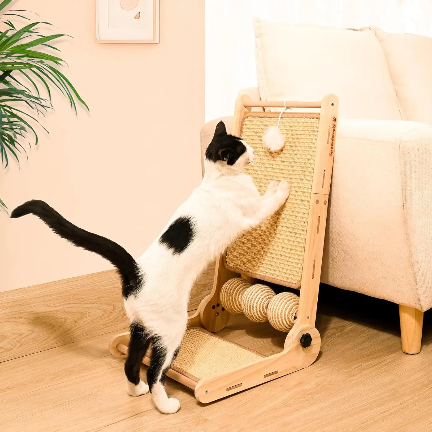 

Cat Scratcher, 180°Angles Cat Scratcher, 23.6'' Cat Scratch Pad W/Toy Balls, Cat Scratch Pad for Indoor Cats Kitties, C