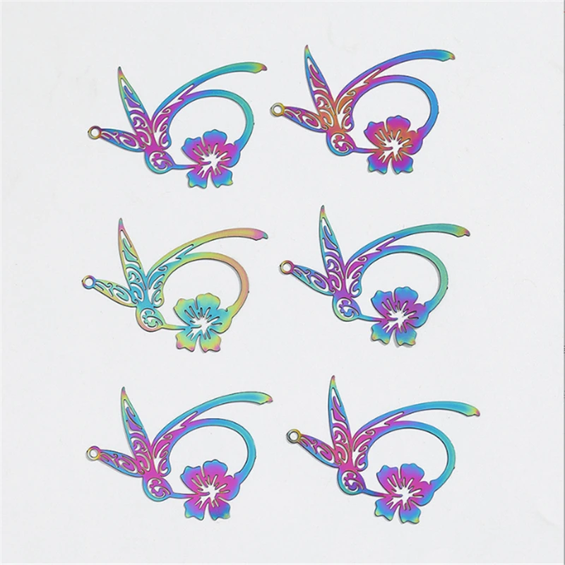 20Pcs/Lot New Retro Creative Stainless Steel Hollow Flower Charms Connectors DIY for Earrings Jewelry Findings Accessories