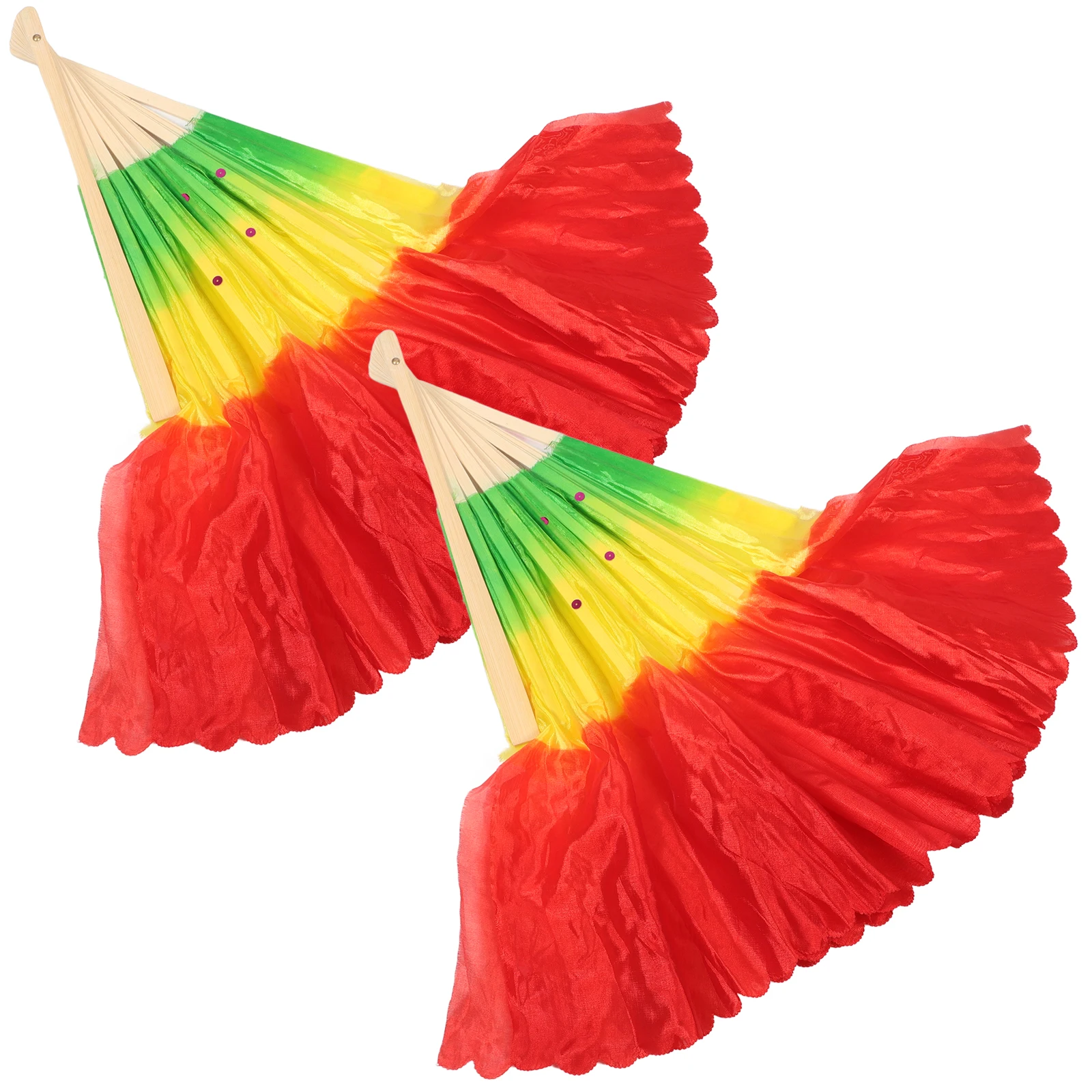 

2 Pcs Blue Yellow Red Gradient Colorful Folding Fans for Square Dancing Practice Folding Fan Yoga Practice Hand Fans
