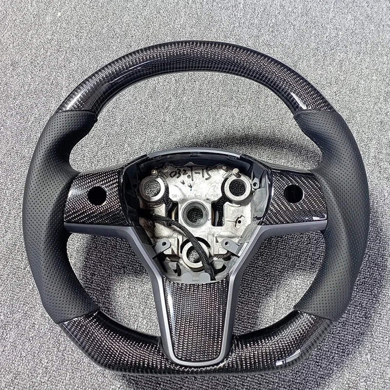 Model Y 350mm Alcantara Steering Wheel Real Carbon NAPPA Leather Steering Wheel With Heating for Tesla Model 3