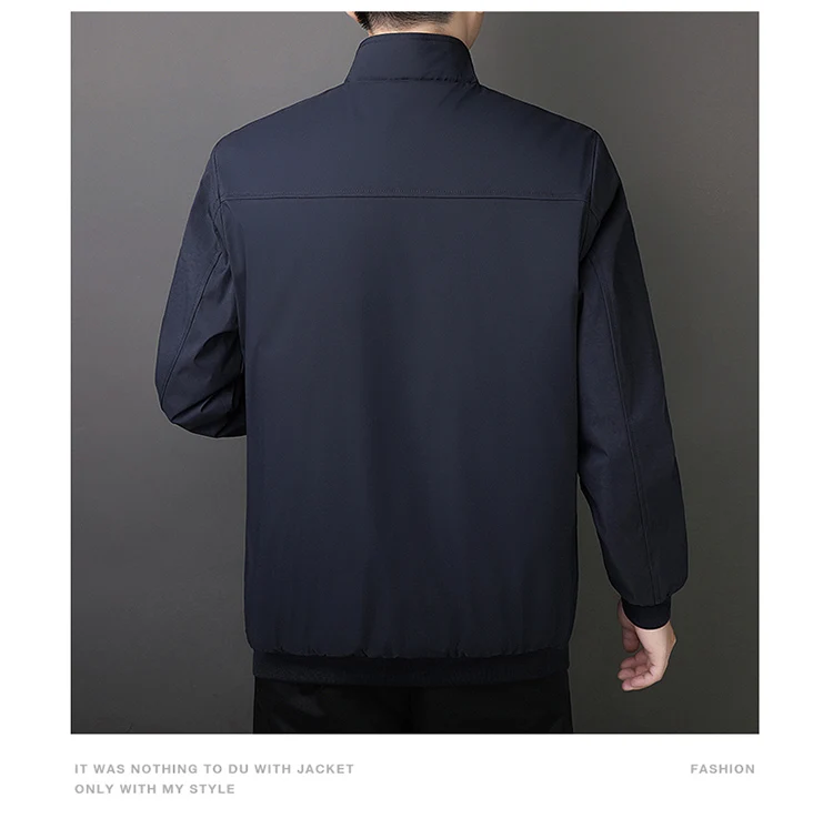 Oversize Fleece Lined Cotton Jacket Men Autumn Winter Thick Warm Business Stand Collar Coat For Middle Aged Fathers Daily Formal