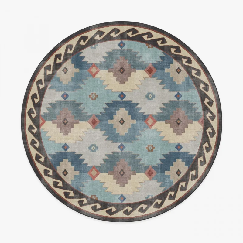

Round Persian-Style Living Room Carpet - Luxury Retro Bedroom Runner Rug, Easy to Clean for Sofa and Coffee Table