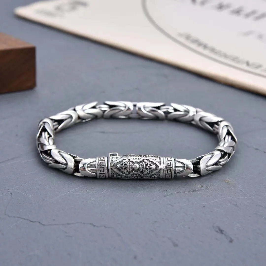 RAKOL Factory Price S925 Vintage Silver Color Handmade Bracelet For Men And Women Stylish Hip Hop Niche Thai Bracelet Jewelry