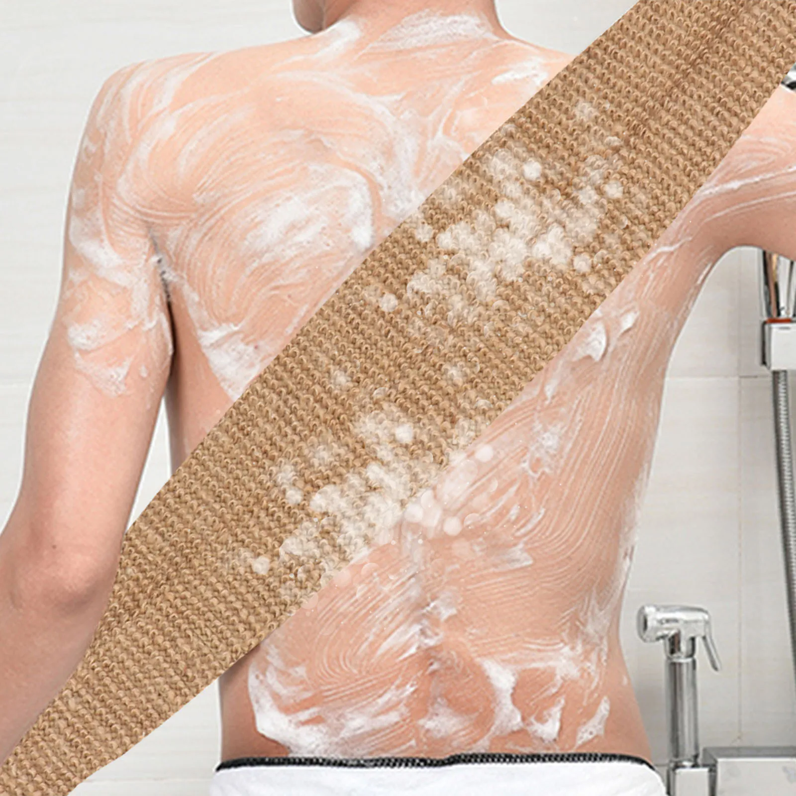 

2Pcs Back Scrubber Exfoliating Ramie Jute Gloves Bath Towel Long Strap Dead Skin Remover Body Scrubbers Healthy Radiant Skin