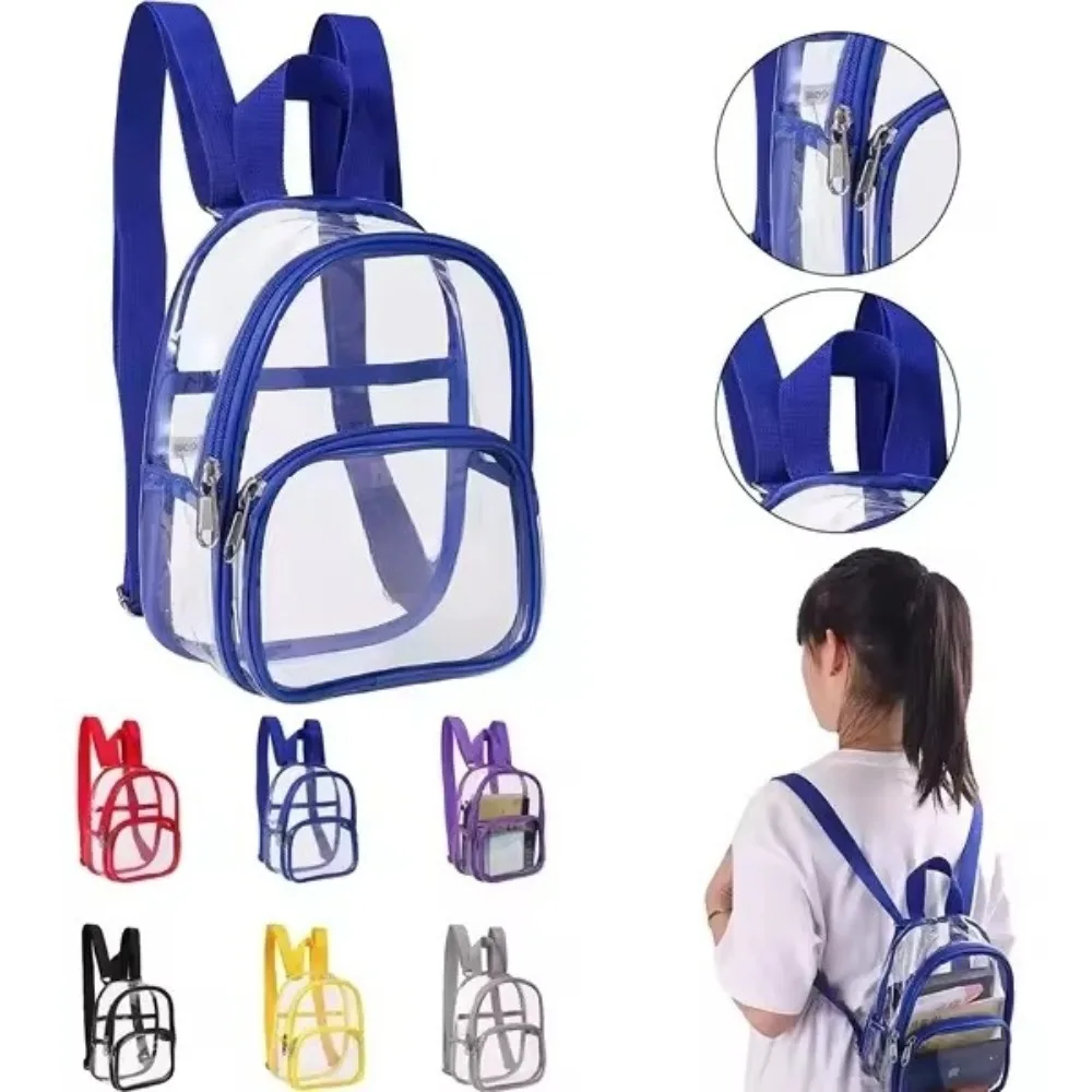 Mini-Rucksack aus transparentem PVC, wasserdicht, transparente Aufbewahrungstasche, lässige Reise-Kulturtasche, tragbarer Organizer für Studenten und Schreibwaren