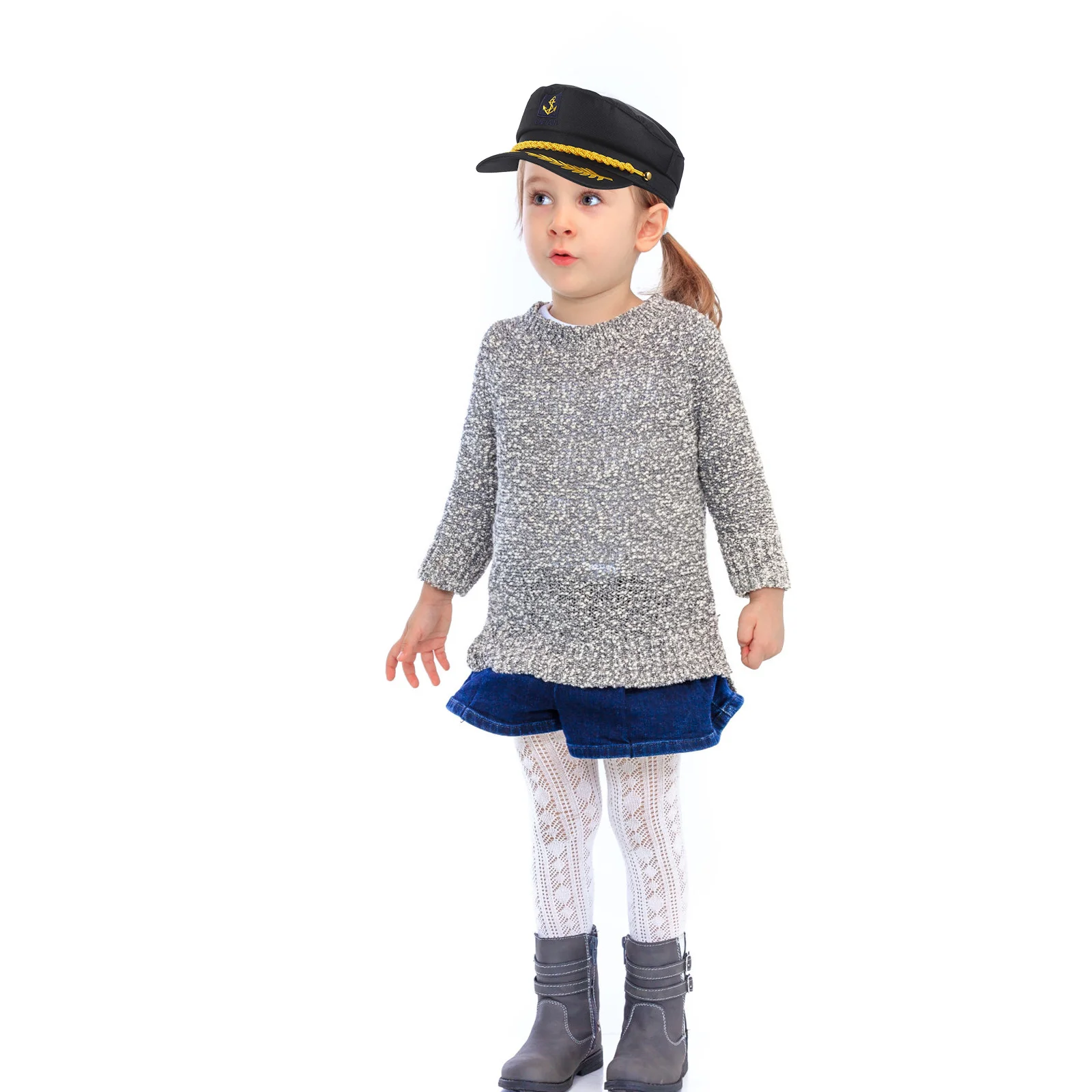 

1Pcs Lightweight Embroidered Captain Hat Navy Style for Men Women Cosplay Black Captain Hat Embroidered Navy Cap