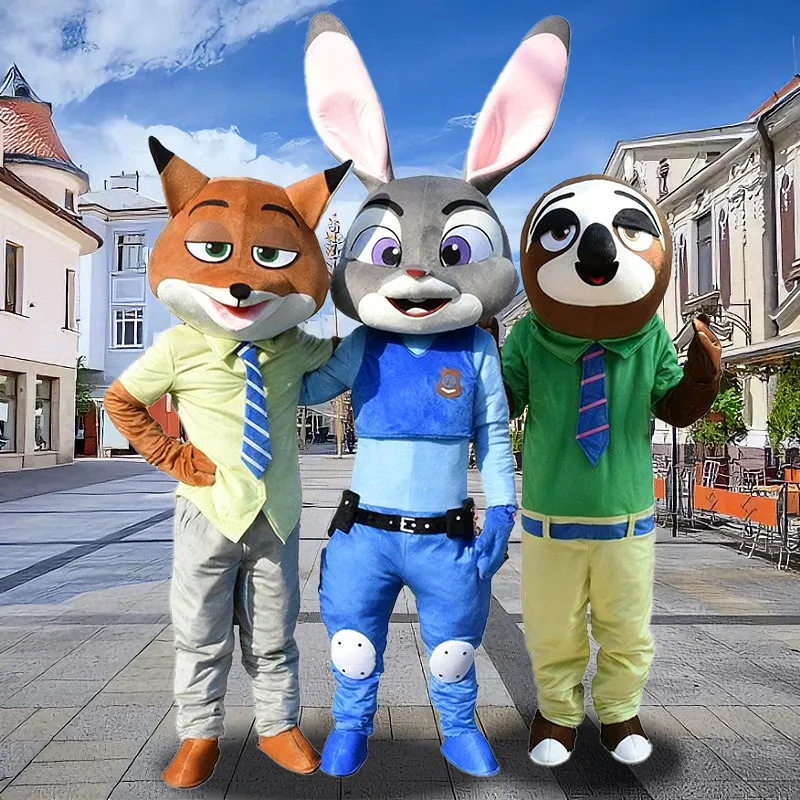 

Костюмы-талисманы из Зоотопии для взрослых: плюшевые наряды Джуди Раббит, Ника Фокса, Флэша Слоуза с головными уборами для карнавала, Хэллоуина и мероприятий