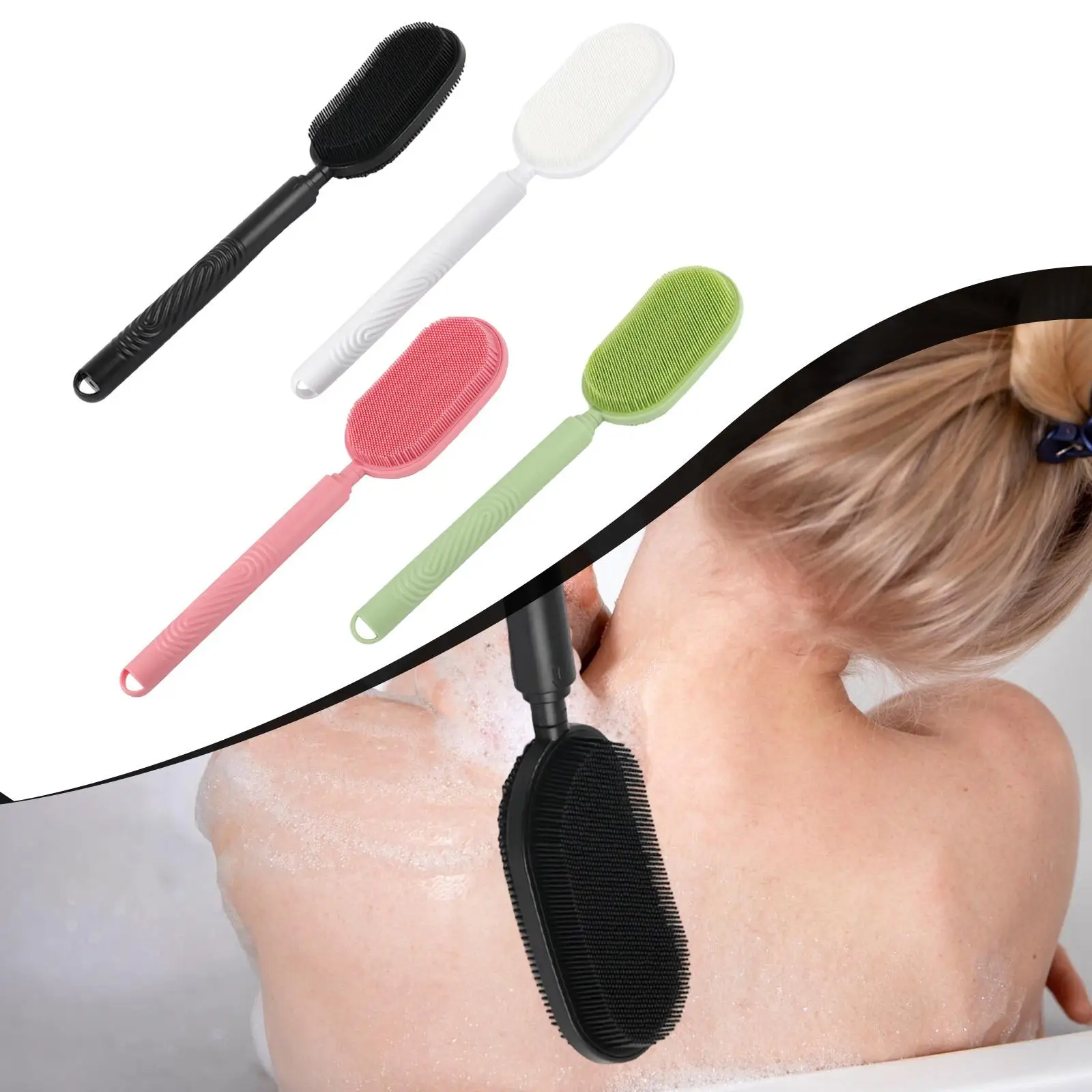 فرشاة حمام بمقبض قابل للتعديل من السيليكون، منظف دش مضاد للانزلاق، مزدوج الجوانب لكبار السن والرجال والنساء #1