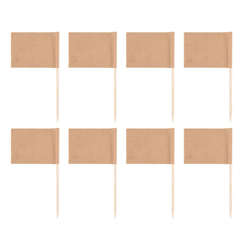 

600 Pack Blank Toothpick Flags Kraft Paper Flag Picks Cheese Markers For Cupcake, Food, Fruit, Party Decorations