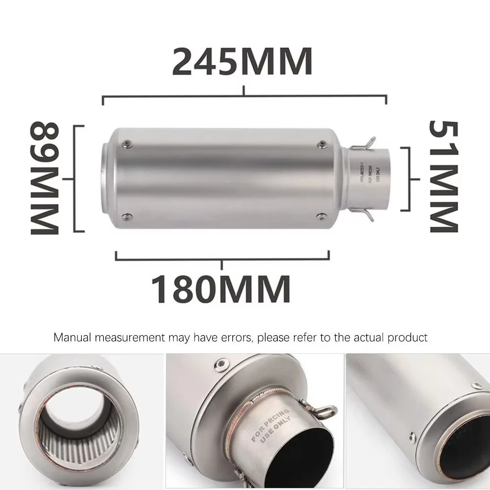 51MM/60MM Modified Motorcycle Exhaust Pipe for Yamaha R1 R2 MT07 Kawasaki  Z800 Z900 Ninja 400 Escape SC Project Moto - view 3
