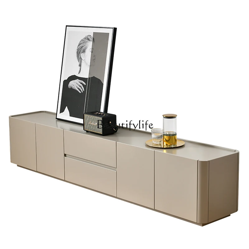 

Italian minimalist TV cabinet paint simple modern light luxury background wall cabinet